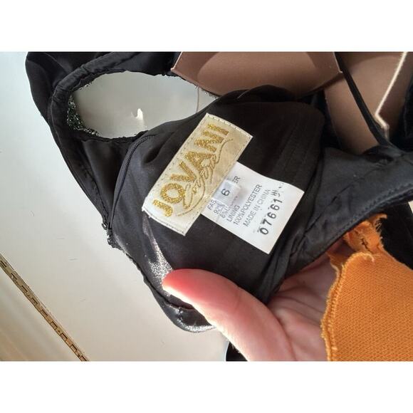 Jovani Couture Pageant Prom Dress Gown Rhinestone Black Size 2 Somers Earrings - Picture 15 of 16